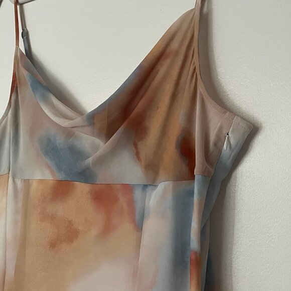 Vila cowl neck cami maxi dress (10) in abstract dream print cream peach blue - Picture 2 of 11